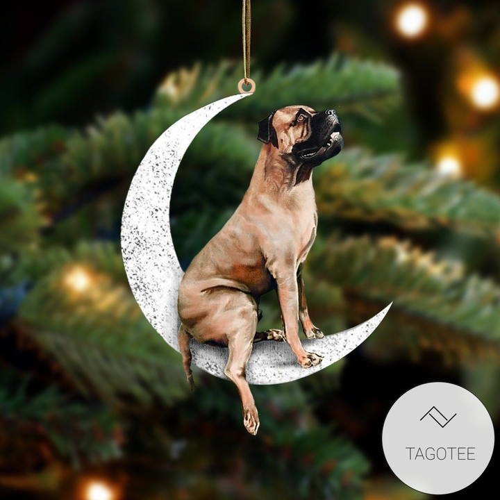 Bullmastiff Sit On The Moon Ornament