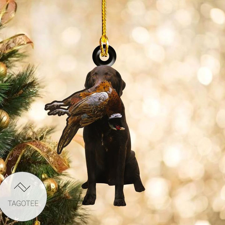 Chocolate Lab Duck Hunting Shaped Ornament