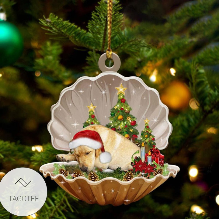 Yellow Labrador Sleeping Pearl In Christmas Ornament