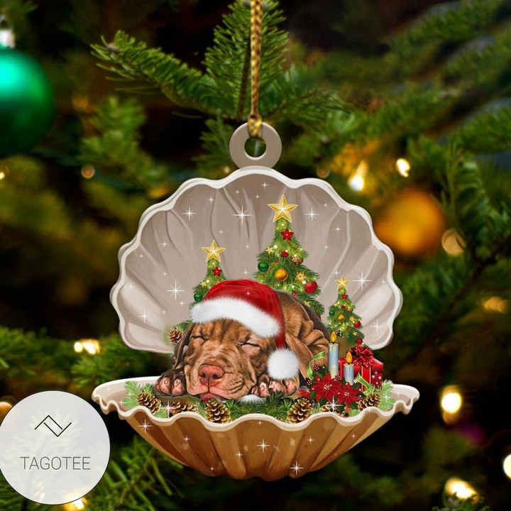 Pitbull Sleeping Pearl In Christmas Ornament