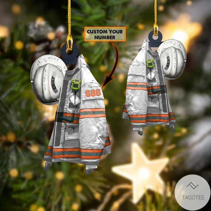 Personalized Firefighter White Uniform Shaped Ornament