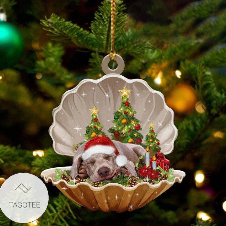 Weimaraner Sleeping Pearl In Christmas Ornament