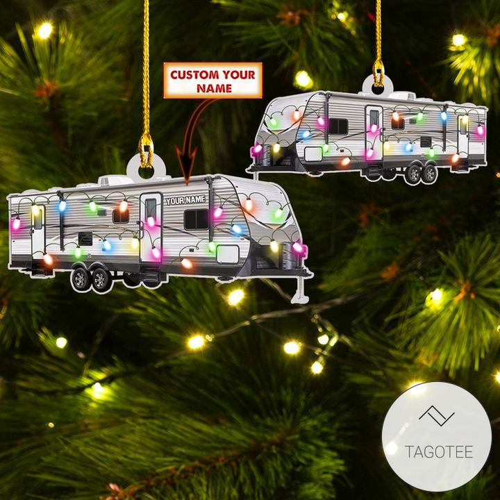 Personalized Travel Trailer Shaped Ornament