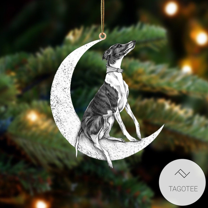 Greyhound Sit On The Moon Ornament