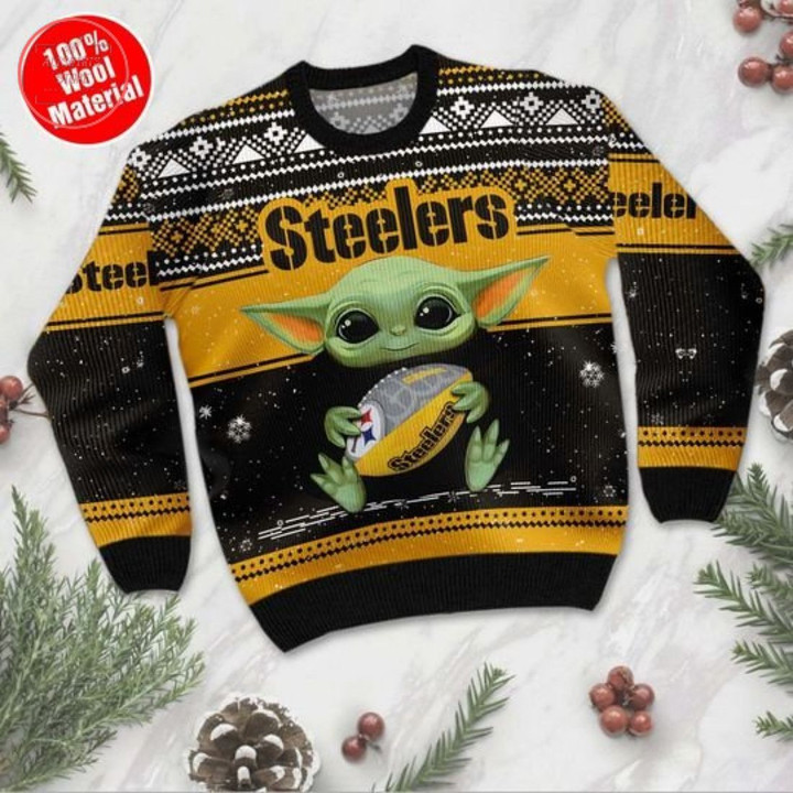 Baby Yoda Pittsburgh Steelers Ugly Christmas Sweater