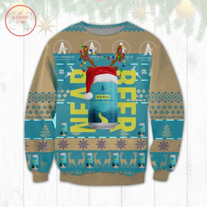 Athletic Brewing Run Wild IPA Ugly Christmas Sweater