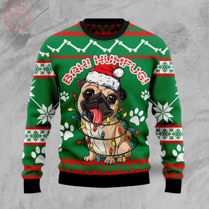 Bah Humpug Pug Dog Christmas Ugly Sweater