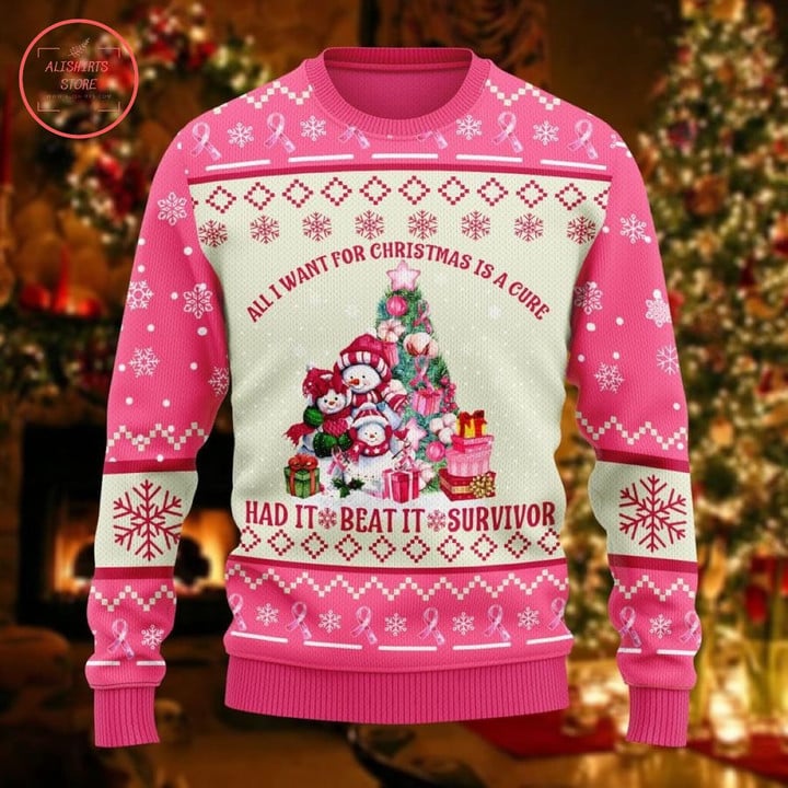 Breast Cancer Ugly Christmas sweater