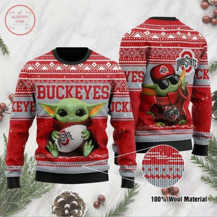 Baby Yoda Ohio State Buckeyes Ugly Christmas Sweater