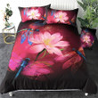 Dragonflies On Lotus Cotton Bed Sheets Spread Comforter Duvet Cover Bedding Sets