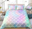 Colorful Mermaid Scale Cotton Bed Sheets Spread Comforter Duvet Cover Bedding Sets