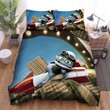 Crazy Frog Flying On A Rocket Bed Sheets Spread Comforter Duvet Cover Bedding Sets