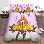 The Fairy & Blue Butterflies Illustration Bed Sheets Spread Duvet Cover Bedding Sets