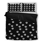 White Paw Prints Themed Cotton Bed Sheets Spread Comforter Duvet Cover Bedding Sets