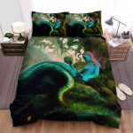 Turquoise Skin Mermaid & A Skull Artwork Bed Sheets Spread Duvet Cover Bedding Sets
