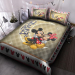 Mickey And Minnie Love Moon And Back Quilt Bed Set