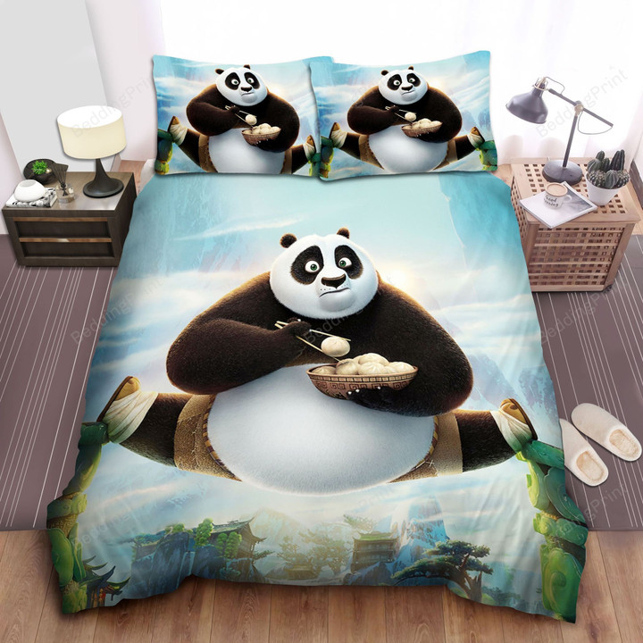 Kung Fu Panda Eating Dumplings Bed Sheets Spread Comforter Duvet Cover Bedding Sets