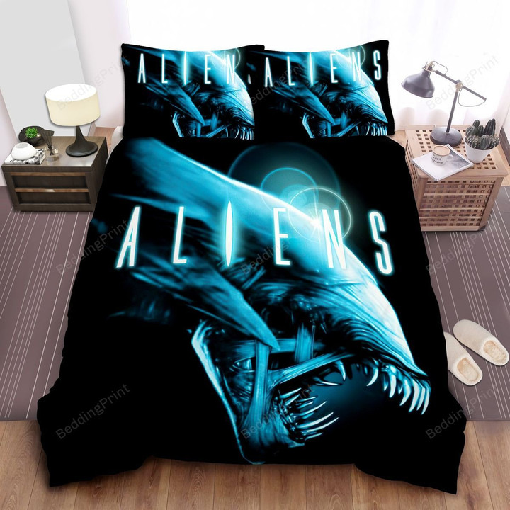 Aliens Xenomorph In Blue Light Bed Sheets Spread Comforter Duvet Cover Bedding Sets