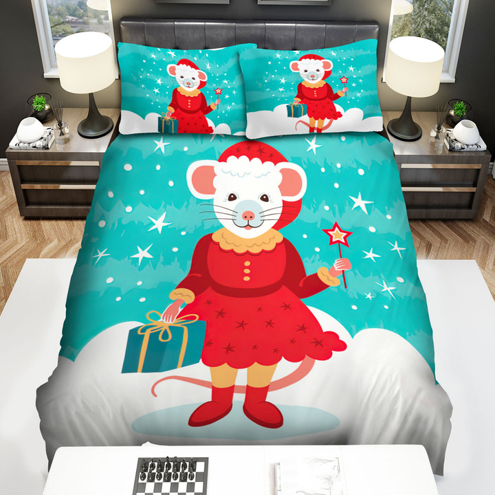 The Christmas Art - The Red Dress Mouse Bed Sheets Spread Duvet Cover Bedding Sets