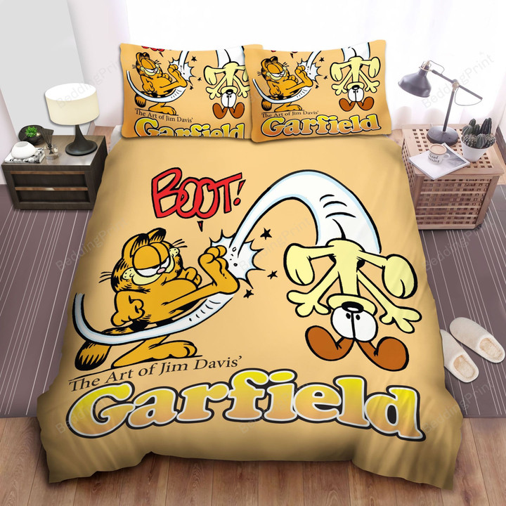 Garfield Kicking Odie Fly Over Bed Sheets Spread Comforter Duvet Cover Bedding Sets
