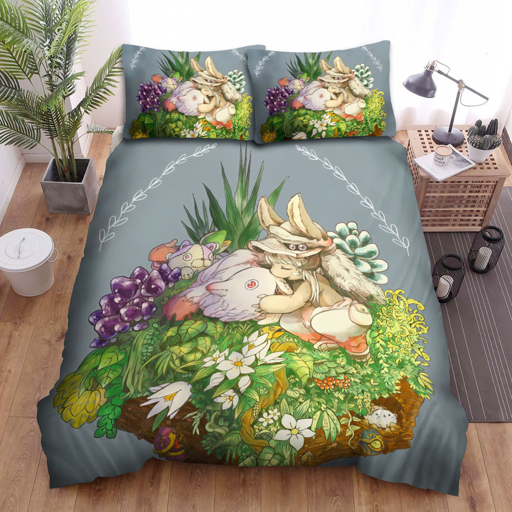 Made In Abyss Faputa & Mitty Cube Artwork Bed Sheets Spread Duvet Cover Bedding Sets