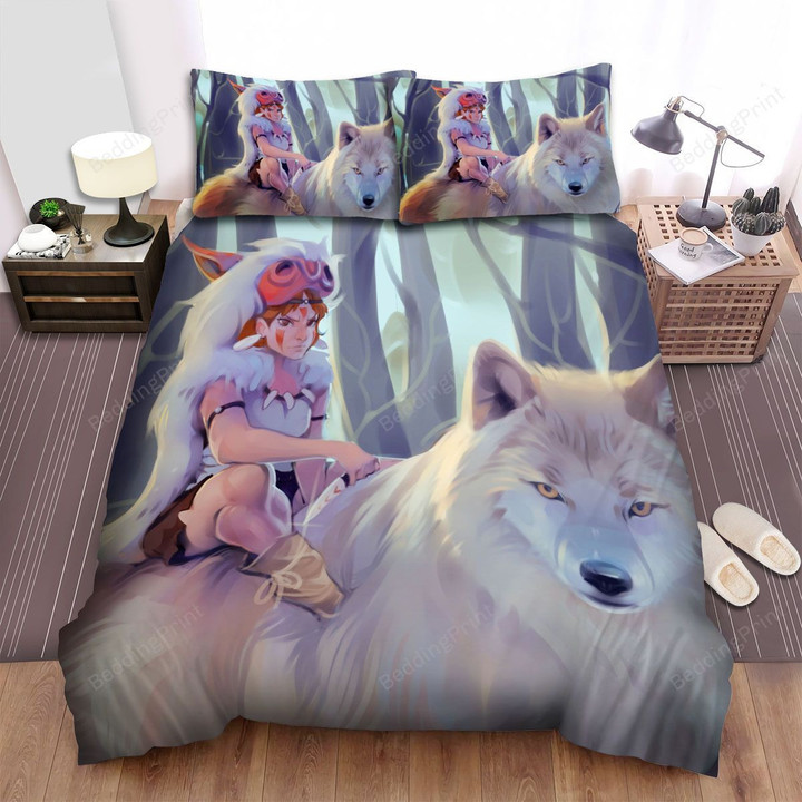 Princess Mononoke San Wolf Art Bed Sheets Spread Comforter Duvet Cover Bedding Sets