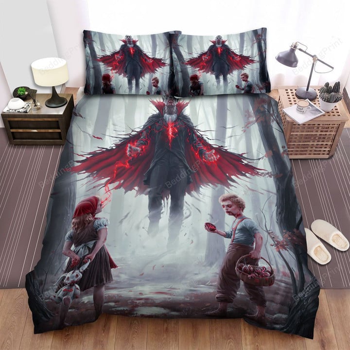 Halloween Creepy Vampire And Two Children Bed Sheets Spread Duvet Cover Bedding Sets