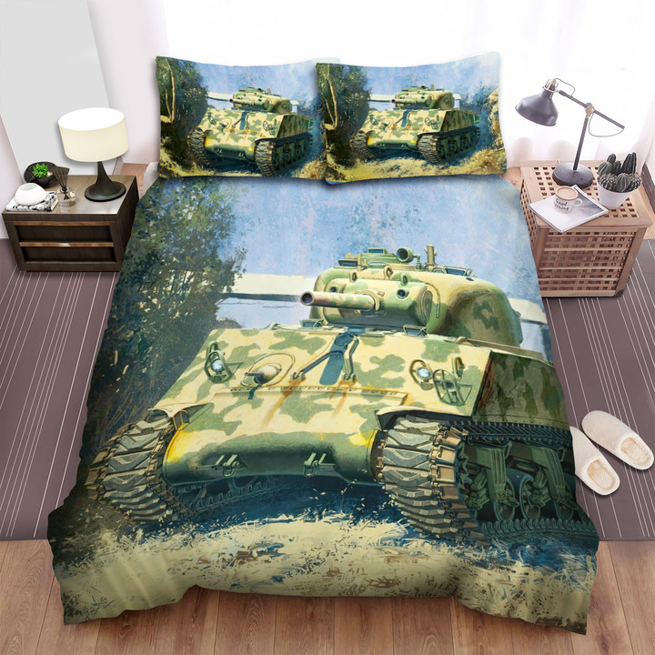 Military Weapon In Ww2, 105mm M4 Us Tank Bed Sheets Spread Duvet Cover Bedding Sets