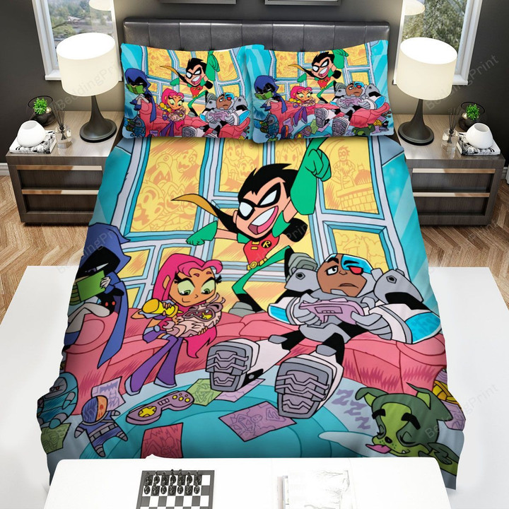 Teen Titans Go Titans Relaxing Bed Sheets Spread Comforter Duvet Cover Bedding Sets