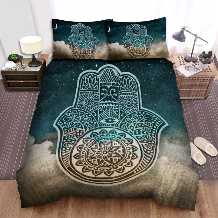 Judaism Hamsa Cloud Night Sky Bed Sheets Spread Comforter Duvet Cover Bedding Sets