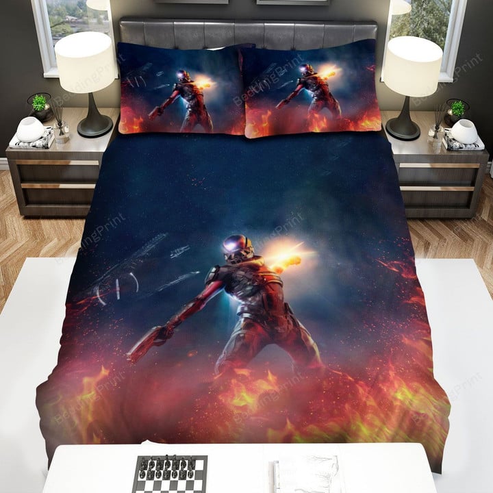 Mass Effect Andromeda Flaming Bed Sheets Spread Comforter Duvet Cover Bedding Sets