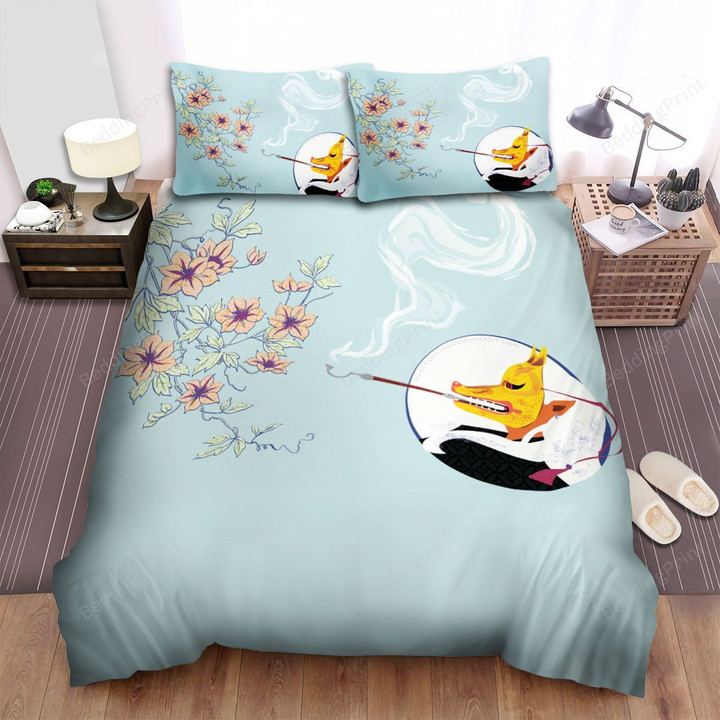 Mononoke Mask Smoking Flowers Bed Sheets Spread Comforter Duvet Cover Bedding Sets