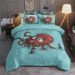 Octopus Blue Printed Cute Octopus Art Cotton Bed Sheets Spread Comforter Duvet Cover Bedding Sets