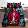 Wiz Khalifa In Purple Suit Illustration Bed Sheets Spread Duvet Cover Bedding Sets