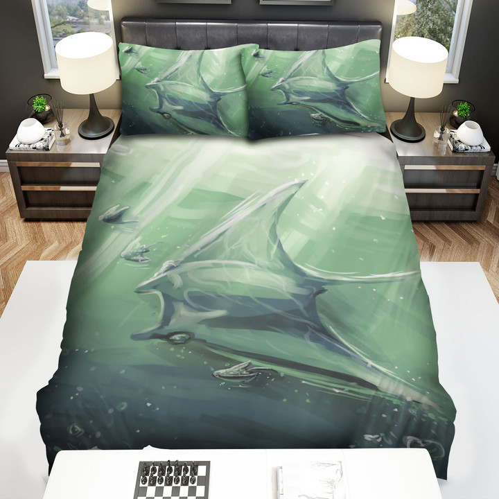 The Wildlife - The Ray Fish In The Sea Hand Drawn Art Bed Sheets Spread Duvet Cover Bedding Sets