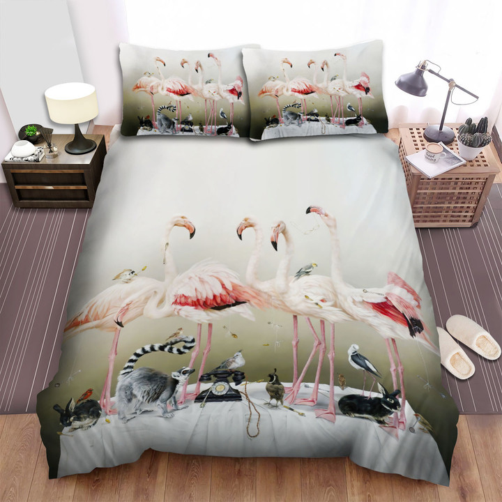 The Wildlife In Nature - The Flamingo And Small Animals Bed Sheets Spread Duvet Cover Bedding Sets