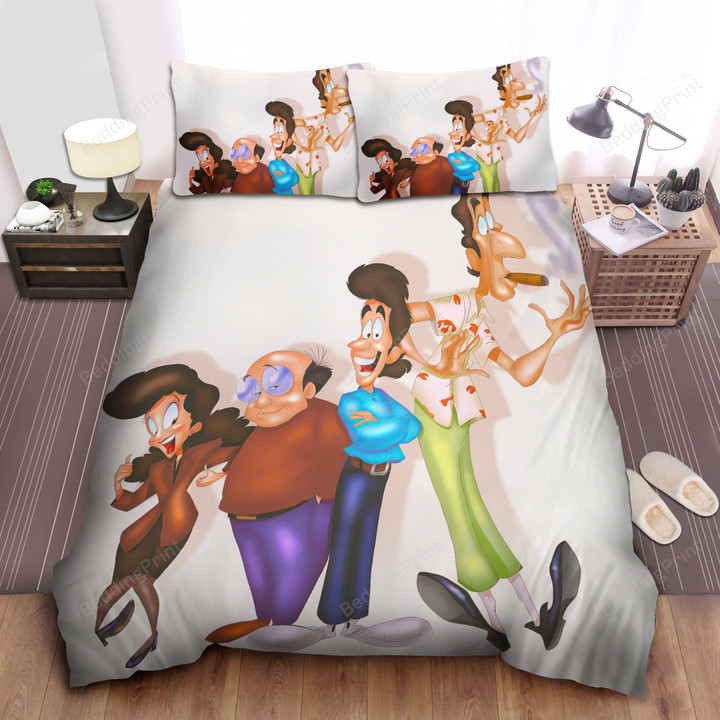 Seinfeld Characters In Looney Tunes Art Style Bed Sheets Spread Comforter Duvet Cover Bedding Sets