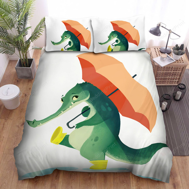 The Wild Animal - The Crocodile Walking In The Rain Bed Bed Sheets Spread Duvet Cover Bedding Sets