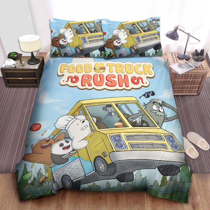 We Bare Bears Food Truck Rush Bed Sheets Spread Comforter Duvet Cover Bedding Sets