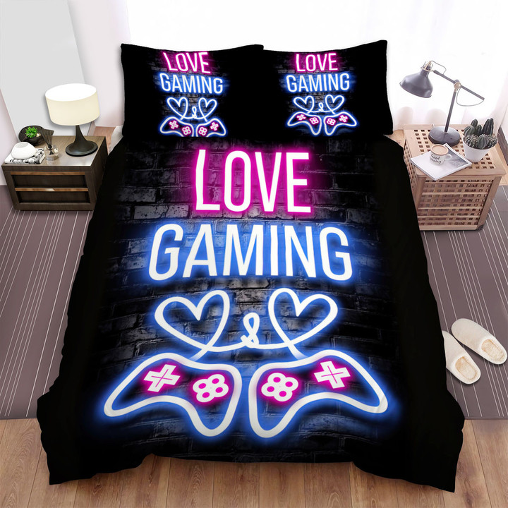 Gaming Gamer Quotes Love Gaming Bed Sheets Spread Comforter Duvet Cover Bedding Sets