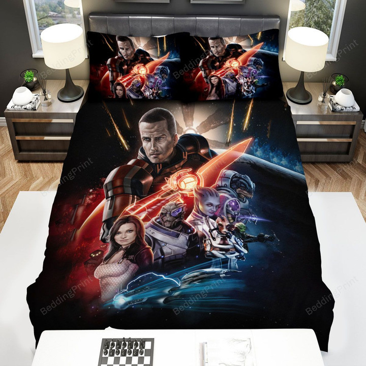 Mass Effect Space Soldiers Art Bed Sheets Spread Comforter Duvet Cover Bedding Sets