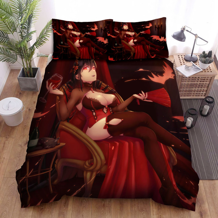 Halloween Hot Vampire Girl Drinking Blood Bed Sheets Spread Duvet Cover Bedding Sets