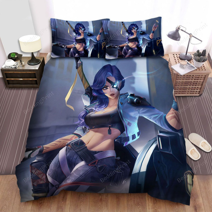 League Of Legends Psyops Samira Artwork Bed Sheets Spread Duvet Cover Bedding Sets