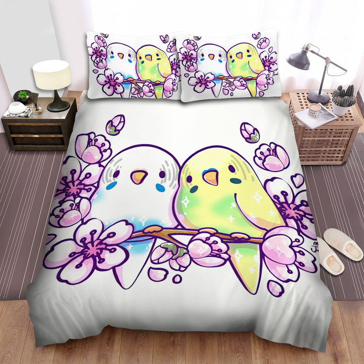 The Wildlife - The Sparkle Parrot Couple Bed Sheets Spread Duvet Cover Bedding Sets