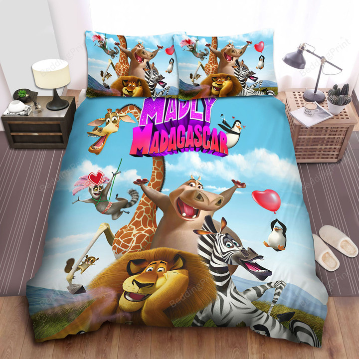 Madly Madagascar Promo Poster Bed Sheets Spread Comforter Duvet Cover Bedding Sets