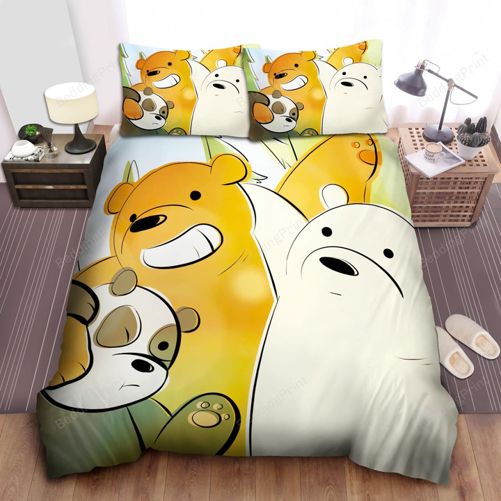 We Bare Bears Cute Group Photo Bed Sheets Spread Comforter Duvet Cover Bedding Sets