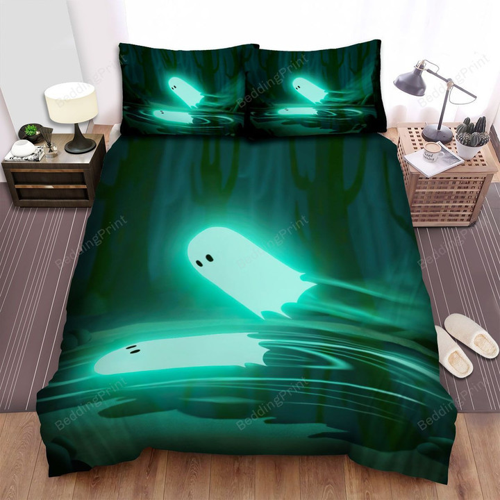 Halloween Ghost And His Refection Artwork Bed Sheets Spread Duvet Cover Bedding Sets