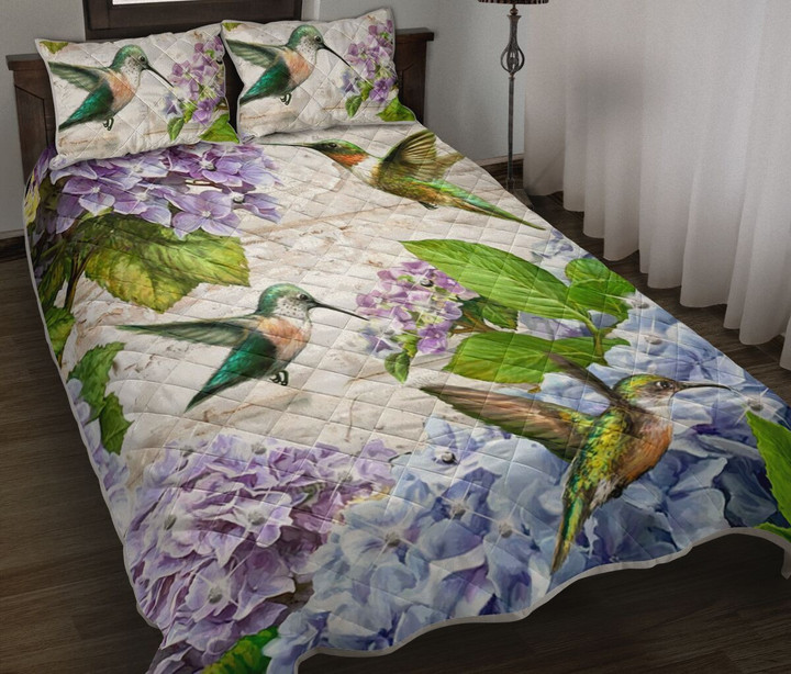Hummingbird Hydrangeas Garden Bed Sheets Spread Comforter Duvet Cover Bedding Sets