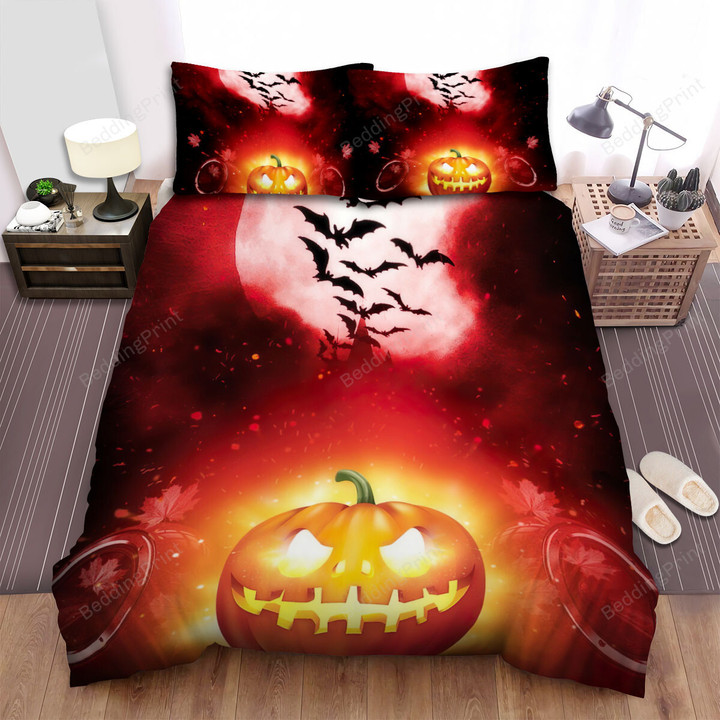 Halloween, Bat, Speakers Of The Pumpkin Bed Sheets Spread Duvet Cover Bedding Sets