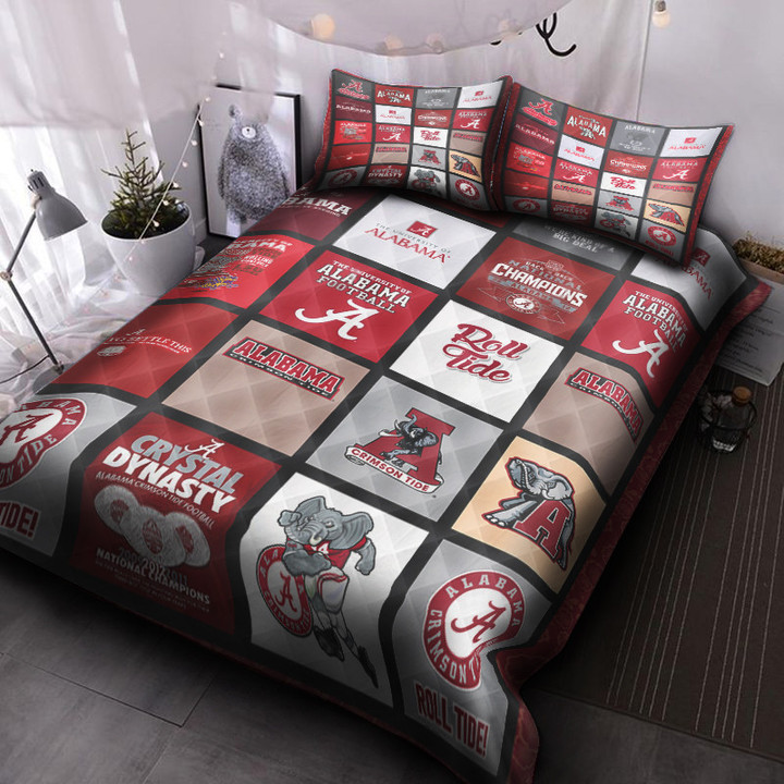 Alabama Crimson Logo Quilt Bed Set